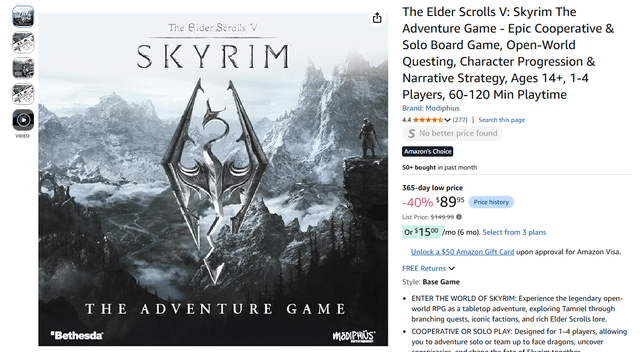The Elder Scrolls V: Skyrim – The Adventure Game is now