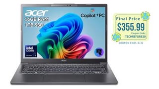 Acer Aspire 14 AI Laptop (Cert. Refurbished): 14" FHD+ IPS Touch Display, Intel Ultra 5 226V, Intel UHD Graphics, 16GB RAM, 1TB SSD. Now