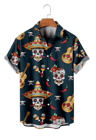 Fashion Skull Floral Men's Shirts