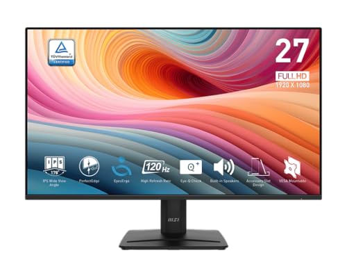 MSI PRO MP275 E2 27-inch IPS 1920 x 1080 (FHD) Gaming Office Monitor, 120Hz, Free-Synch, HDMI, DisplayPort