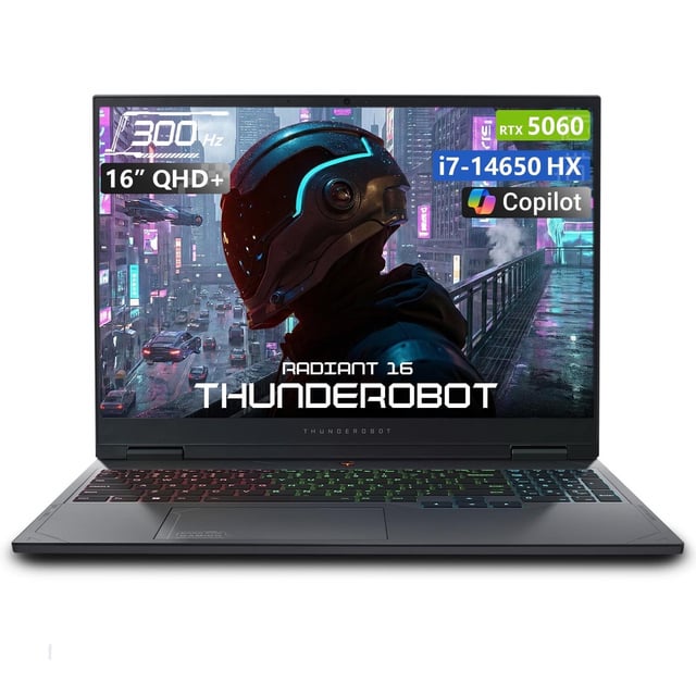 ]THUNDEROBOT Radiant 16 Gaming Laptop: 16" QHD+ IPS 300Hz Display, Intel i7-14650HX, RTX 5060, 32GB DDR5 RAM, 1TB SSD, RGB Keyboard. Now