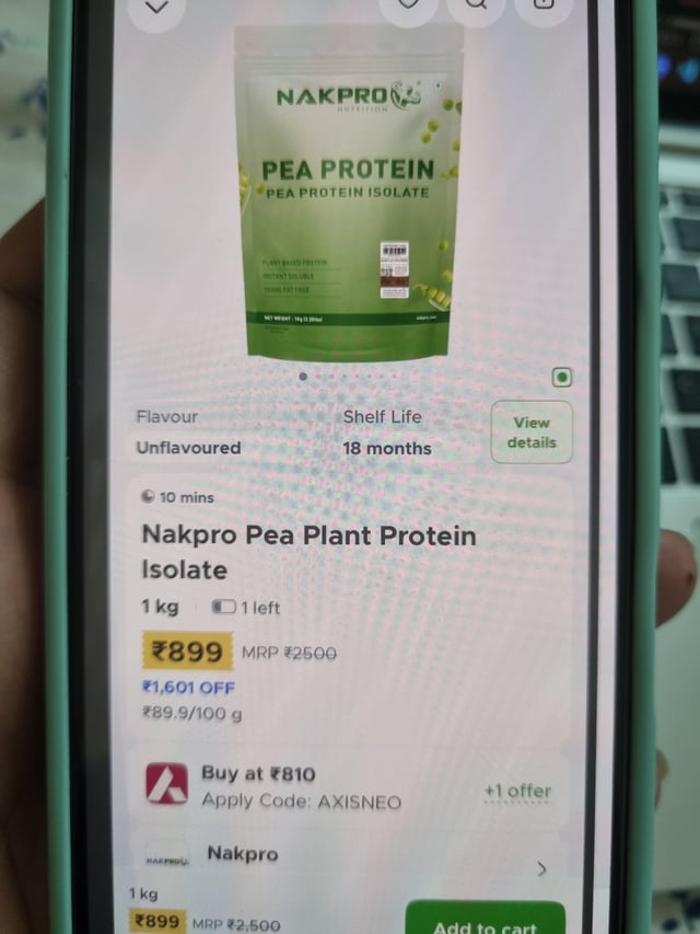 Nakpro plant protein 1kg for 899 on Blinkit