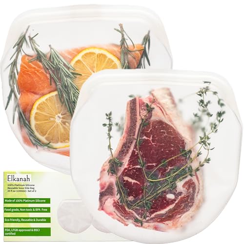 2‑Pack Reusable Quart Sous Vide Bags – Platinum Silicone, 35 fl oz – Now