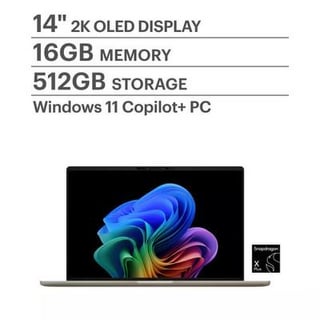 ASUS ZenBook A14 Laptop: 14" (1920 x 1200) FHD+ 60Hz OLED Display, Snapdragon X Plus X1P 42 100 8-Core Processor, Qualcomm Adreno GPU Graphics, 16GB LPDDR5 RAM, 512GB SSD. Now