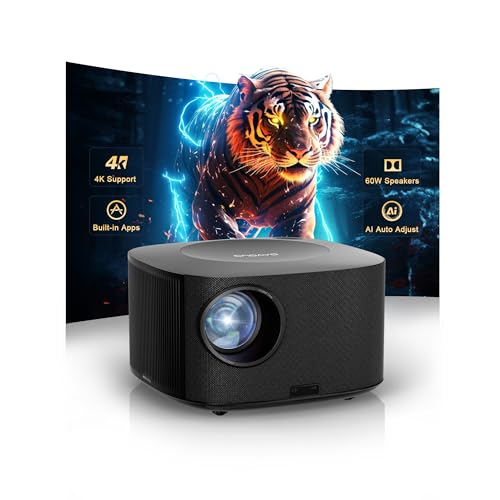40%off Outdoor-Projector-4K with WiFi and Bluetooth:[3500 Bright/60W Dolby Audio/Official Licensed Apps],Smart-Projector with AI Auto Focus