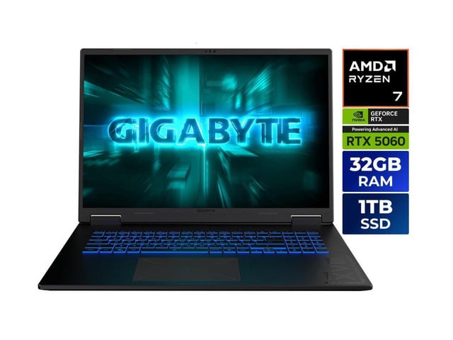GIGABYTE Gaming A18: 18" QHD+ 165Hz IPS display, Ryzen 7 260 CPU, RTX 5060 Graphics card, 32GB DDR5 RAM, 1TB SSD with 29% off