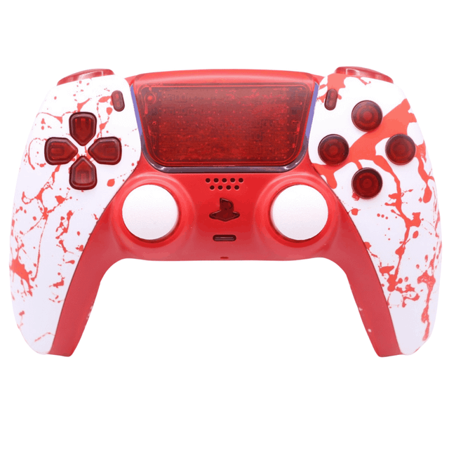 Blood Splatter Grip PS5 Controllers - TMR Sticks + Clicky Triggers