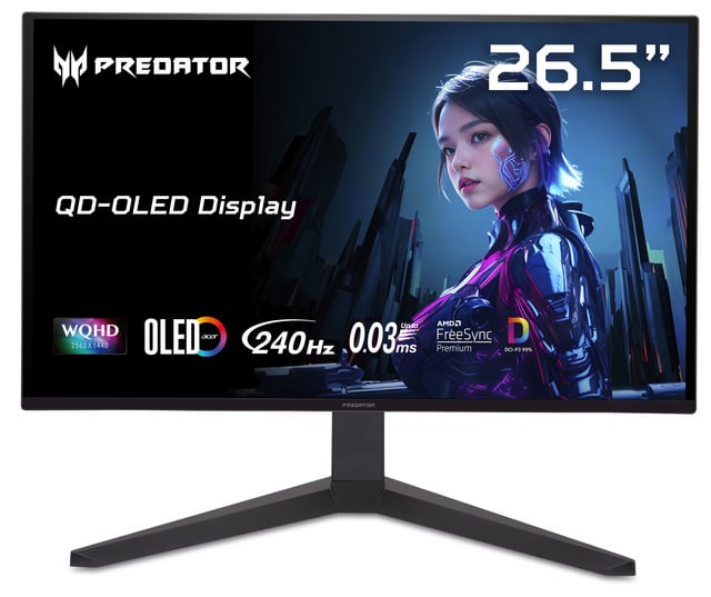 Acer Predator 27" WQHD (2560 x 1440) QD-OLED Gaming Monitor, AMD FreeSync Premium Technology, 240Hz, 0.03ms Response Time, 400nits @ HDR 10%