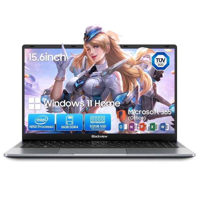 Blackview Windows 11 Laptop 16GB RAM 512GB SSD, Intel N150 Quad-Core N150