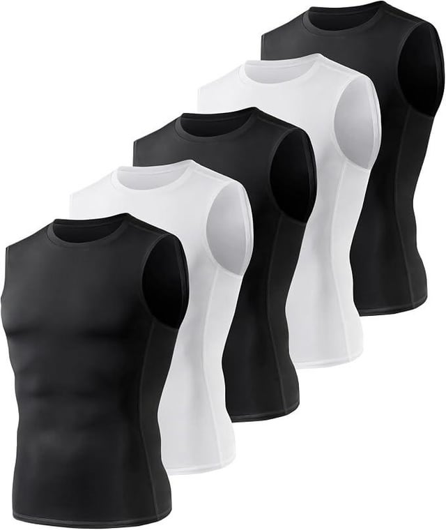 53% LIMITED TIME OFF on a 5-Pack Men's Sleeveless Compression Shirts – Now