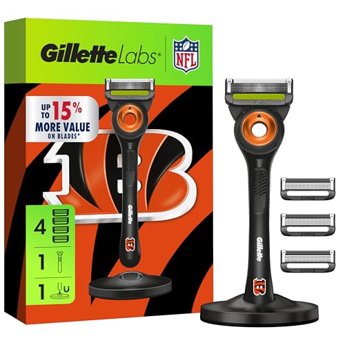 Amazon - Gillette Labs NFL Bengals - Razor, Stand, 4 Cartridges