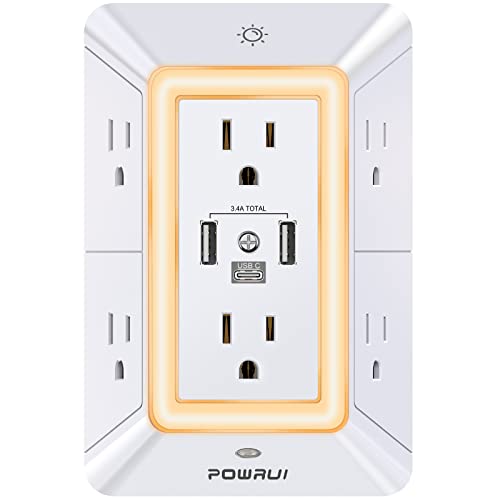 Amazon US - 41% OFF - Multi Plug 6 Outlet Surge Protector Extender with 3 USB Ports and Night Light
